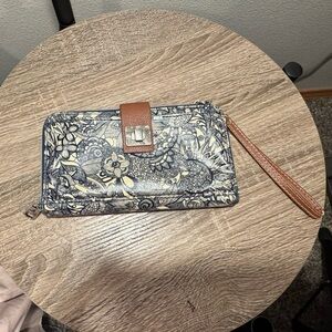 Sakroots Navy Blue Dessert Floral Wristlet Clutch